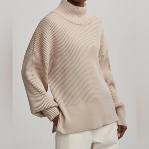 NEW Varley Women's Viscose Mayfair Mock Neck Sweater in Crème